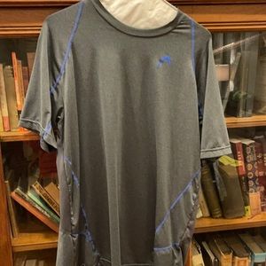 Head men’s tennis shirt size L, dark gray with blue accents. poly/spandex